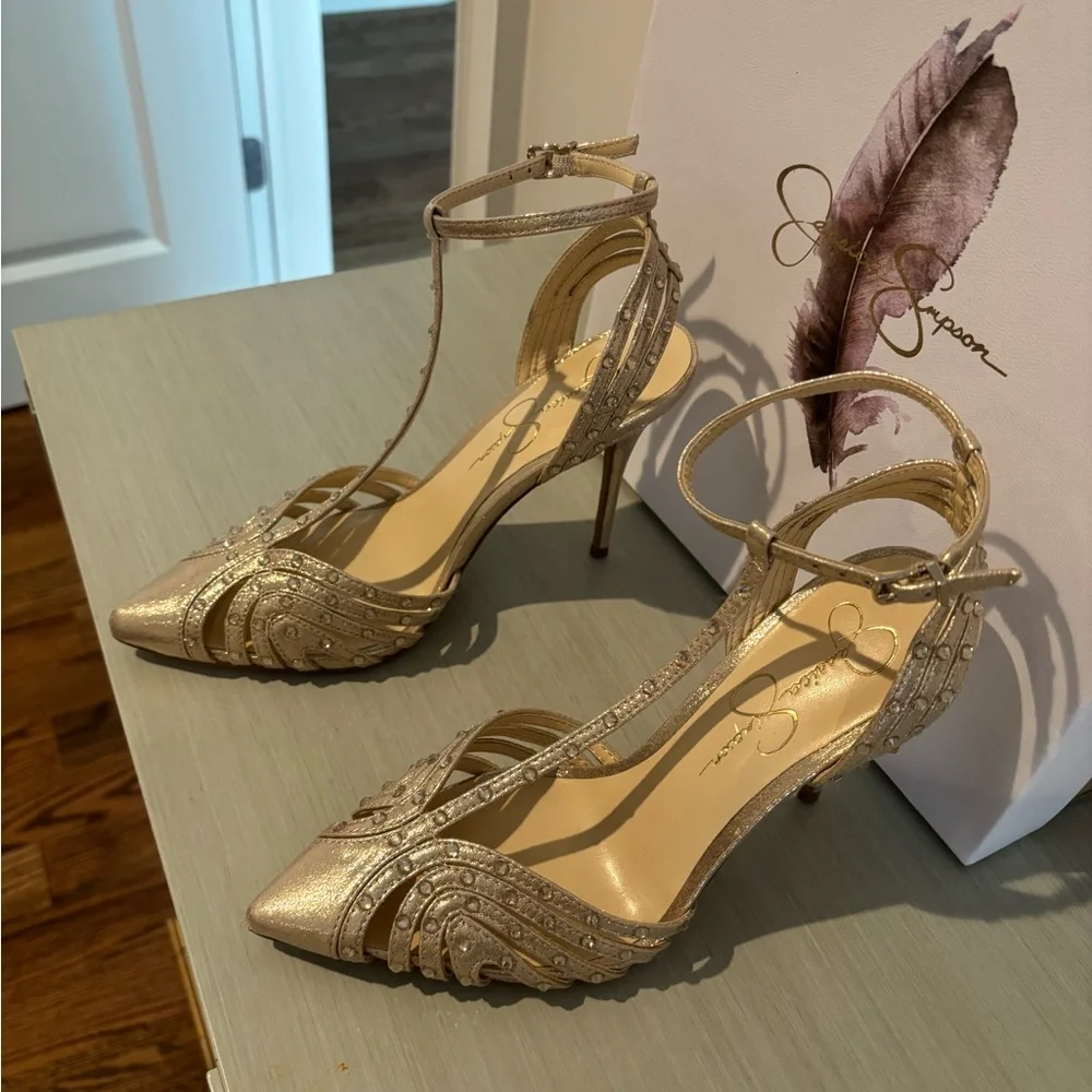 Jessica Simpson JS-WISATA2 shoes champagne shimmer size 8.5 - Picture 4 of 8